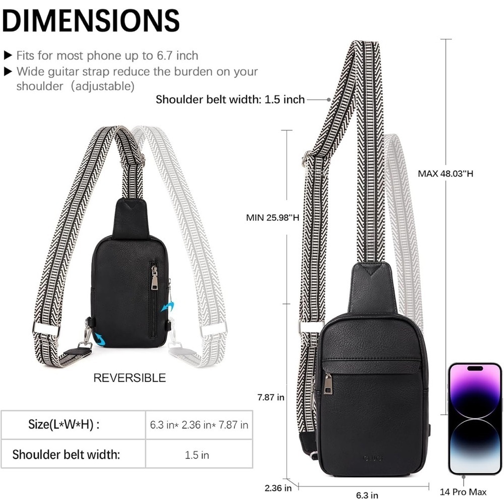 Black Crossbody Sling Bag - Picture 2 of 6